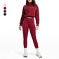Color-blocked loose-fitting jacket + high-waisted leggings 2-piece set