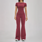 Wholesale Round Neck Short Sleeve Tank Top+High Waist pants 2-piece Set