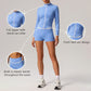 Quick-Drying Stand-Collar Jacket + High-Waisted Naked-Feel Shorts 2-Piece Set