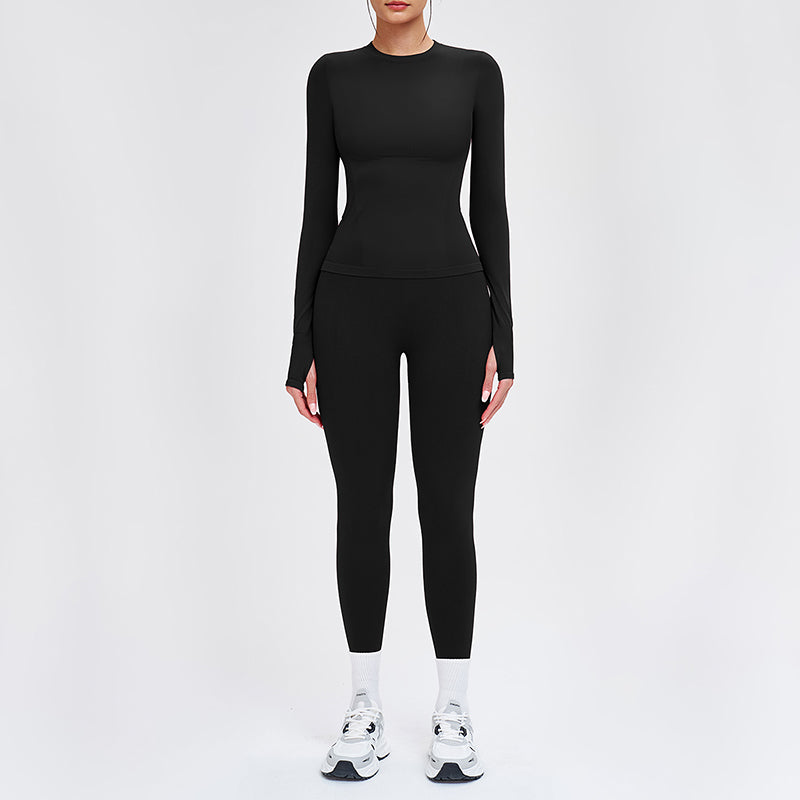 Wholesale solid color long-sleeved top + leggings