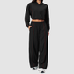 Wholesale Women's UPF50+ Sun Protection Hoodie Jacket + Wide-Leg Pants Set – Colorblock Outdoor Running Sportswear