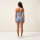Wholesale Women's Halter V-Neck Color-Block Slim-Fit Sports Bra & Shorts Yoga Set