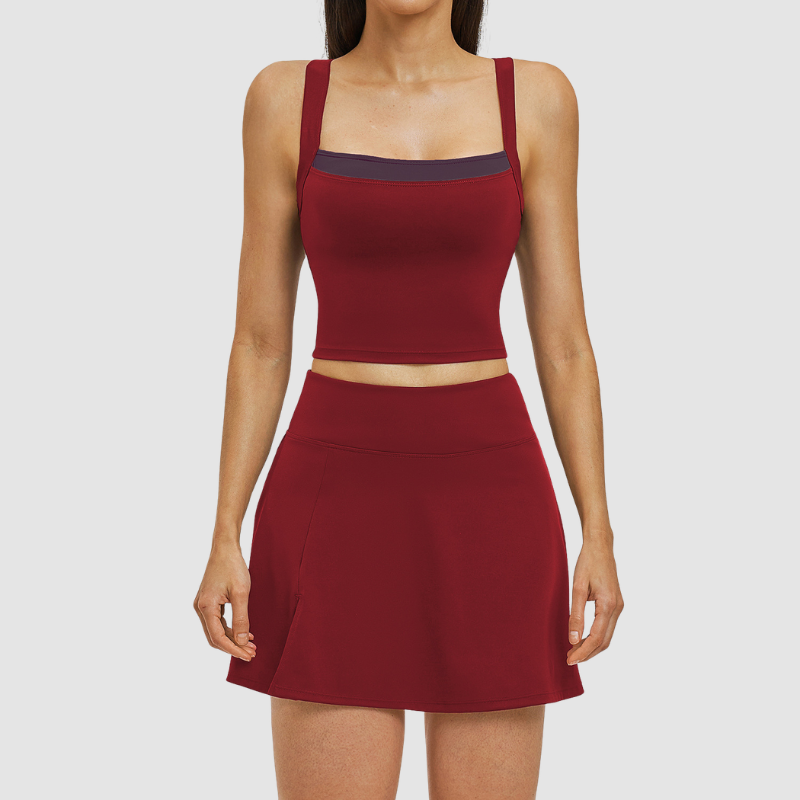 Wholesale solid color vest+short skirt quick drying tennis set