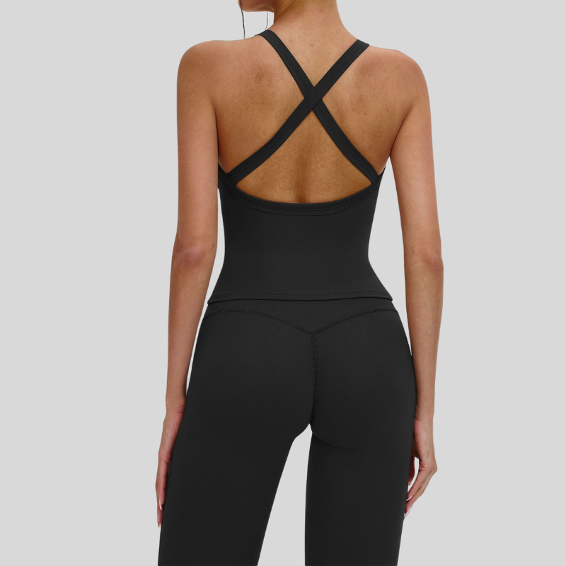 Wholesale criss-cross back vest + flared pants