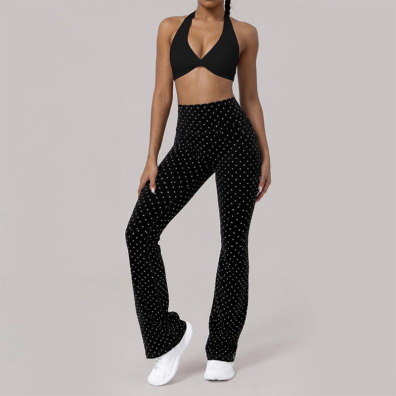 Wholesale Women's Polka Dot Yoga Set – Breathable Naked-Feel Training Running Activewear