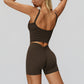 Sports vest with U-shaped+High waisted sports shorts 2-piece set