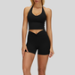 Removable Bra Pad Tank top+Pleated waistband sport shorts 2-piece set