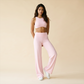 Wholesale Women's Brushed Fabric Sports Bra and Wide-Leg Pants Set