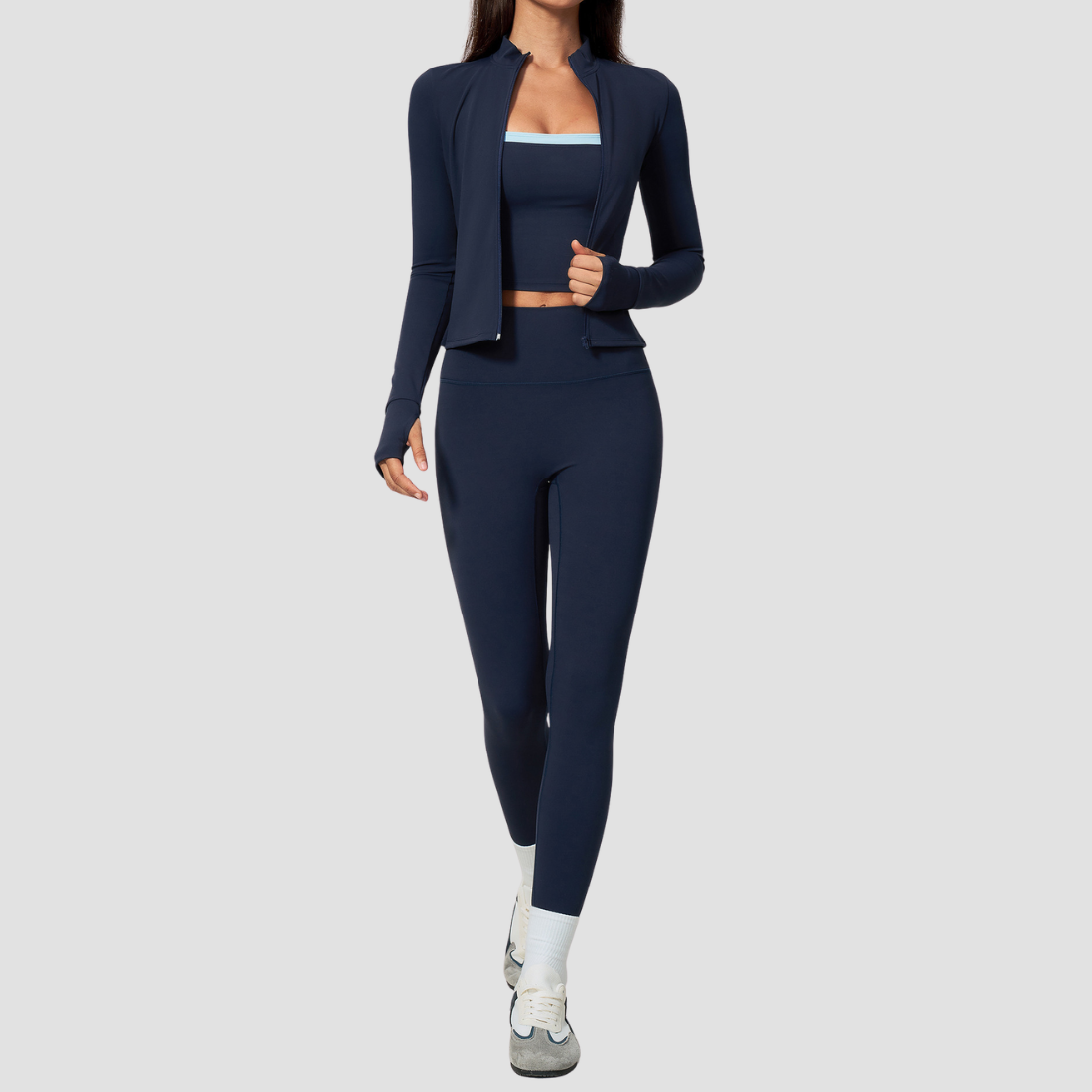 Wholesale Wholesale 3-Piece Yoga Set – Cardigan & Bra & Leggings Fitness Outfit