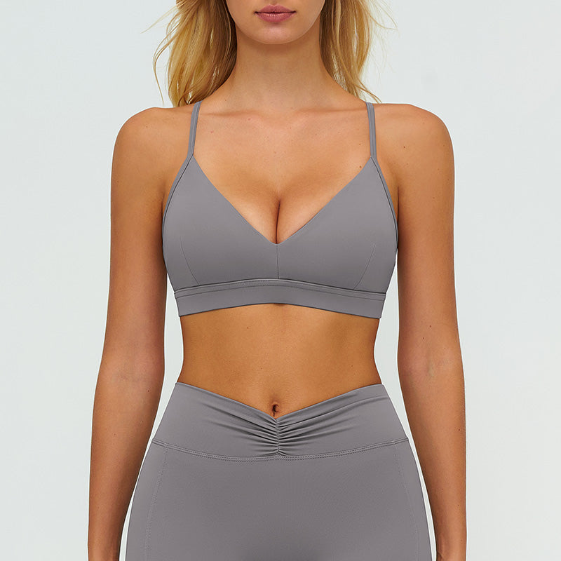 Y-shaped backless sports bra