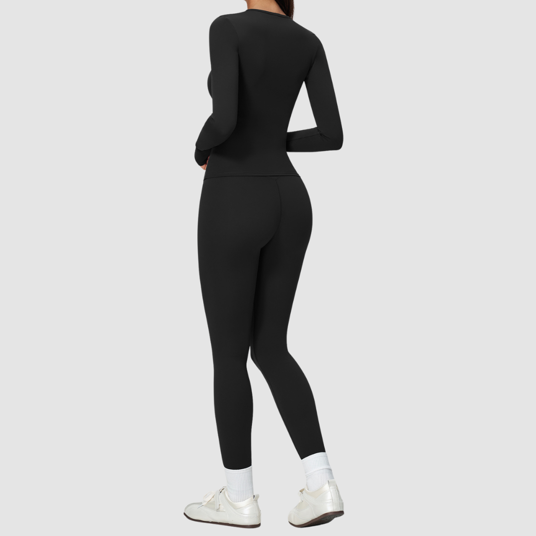 Wholesale Women's Nylon Spandex Activewear Set – Long Sleeve Tops & Leggings