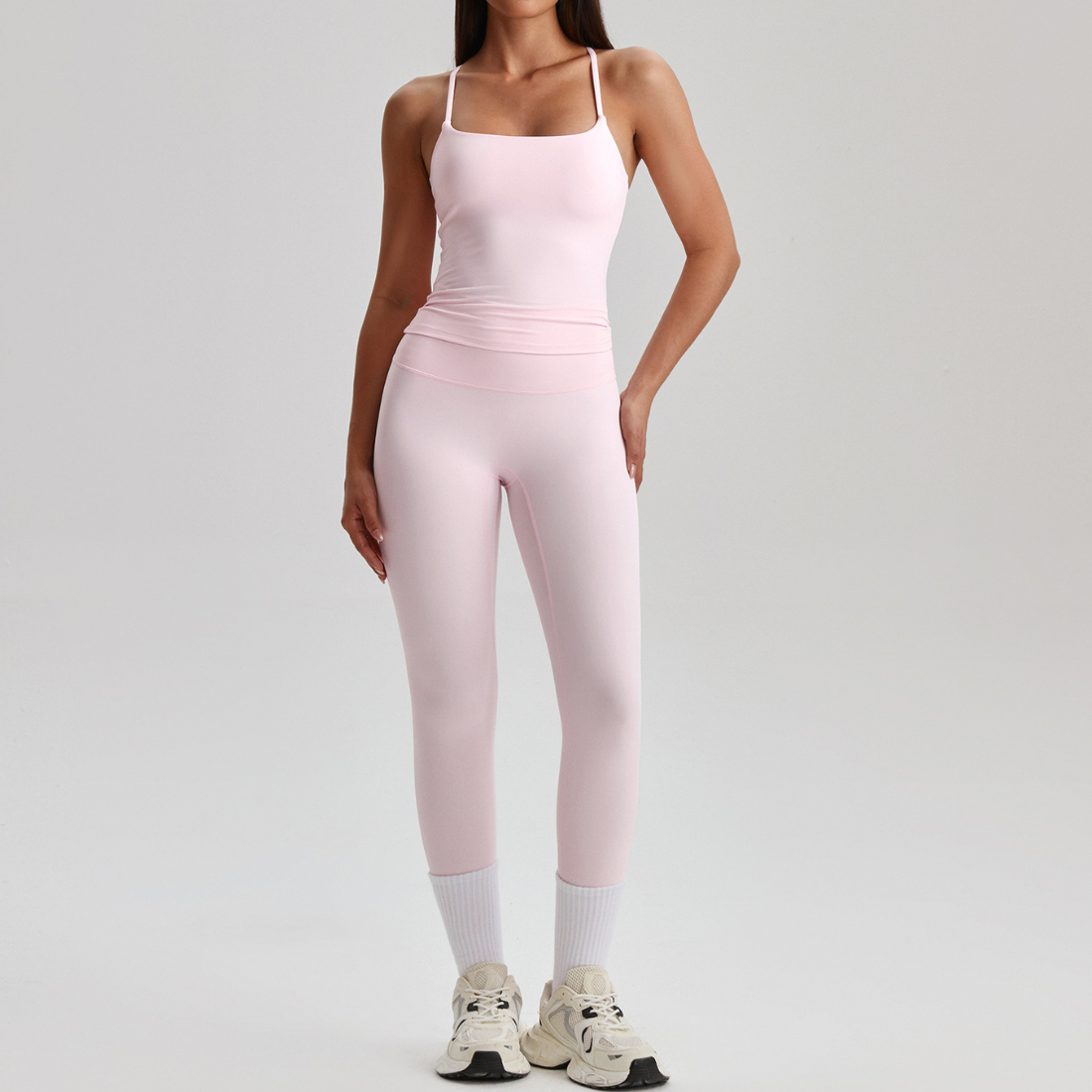 Women's Activewear Padded Sleeveless Top & Straight-Leg Pants Yoga Set