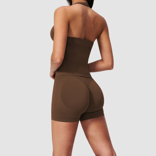 Wholesale Women's Halter V-Neck Yoga Set – Slim Fit Hip-Lifting Tummy-Tucking Quick-Dry Sports Set