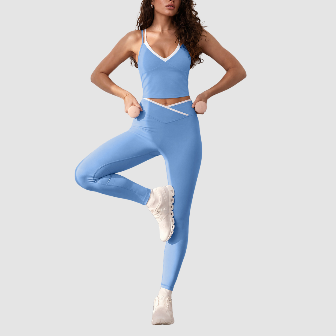 Wholesale Women's 2-Piece Yoga Lounge Set – Padded Cami & Wide-Leg Pants