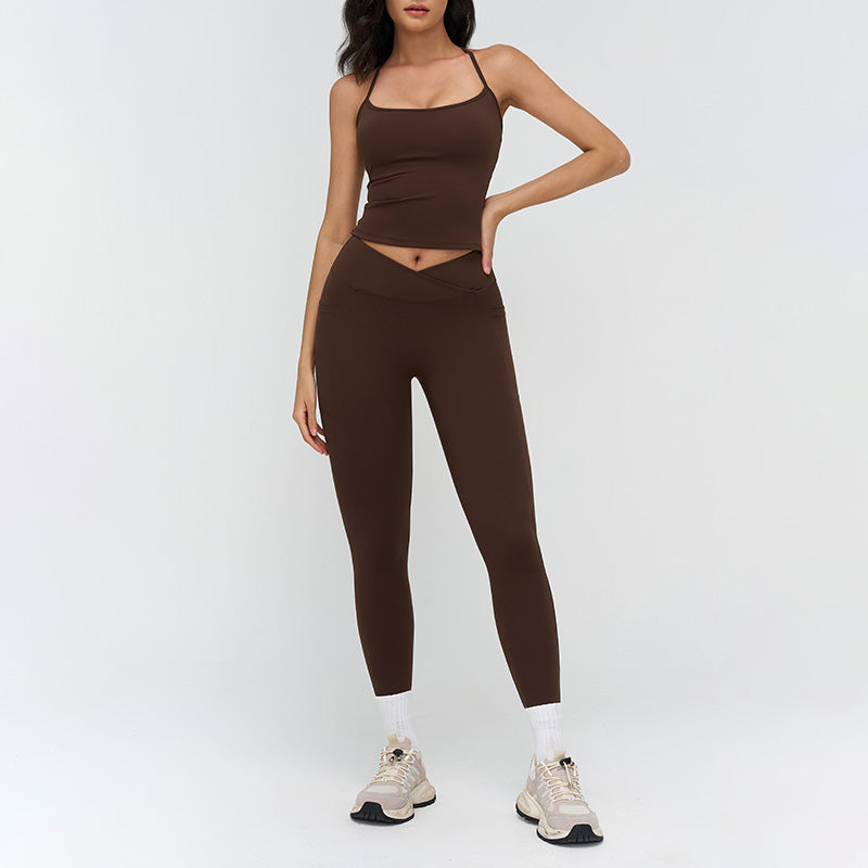Racerback tank top + high-waisted leggings 2-piece set