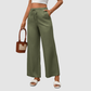 Wholesale solid color high-waisted cotton and linen wide-leg pants