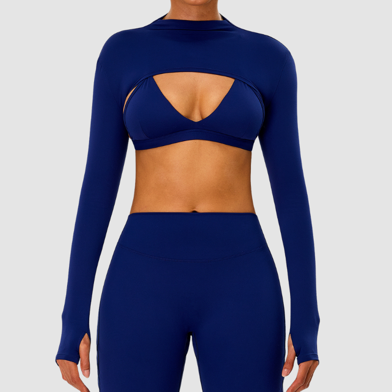 Wholesale Naked-Feel Half-High Collar Long-Sleeve Yoga Shrug – Cutout Sports Cardigan Coverup
