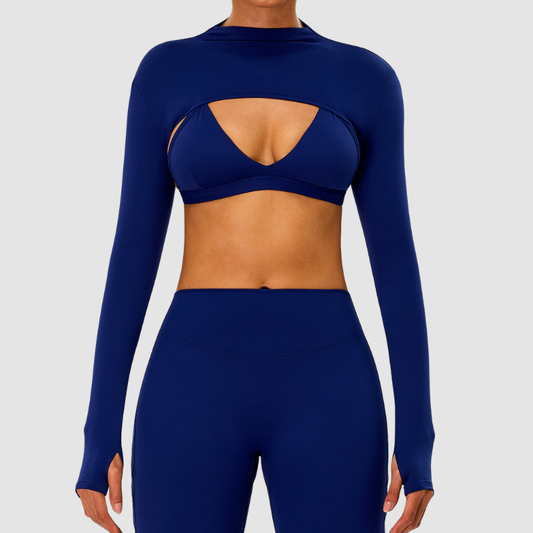 Wholesale Naked-Feel Half-High Collar Long-Sleeve Yoga Shrug – Cutout Sports Cardigan Coverup