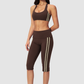 Wholesale Brushed V-Neck Sports Bra & Button-Up Cropped Pants Set