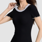 Wholesale Women's Faux Two-Piece Contrast Color Short-Sleeve Yoga Top – Slim Fit Activewear