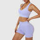 Cross-back sports high-waisted shorts two-piece set
