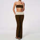 Wholesale Bandeau Contrast Color Flared Yoga Set – Tummy Control Fitness Outfit