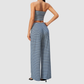 Wholesale Women's Stripe Tank Top & High-Waist Tummy Control Wide-Leg Pants