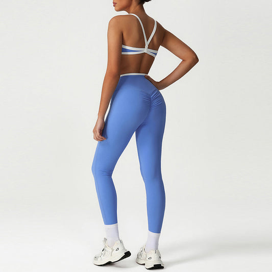 Wholesale Cross-Back Color-Blocked Bra + High-Waisted | Wonderxfans bulk activewear