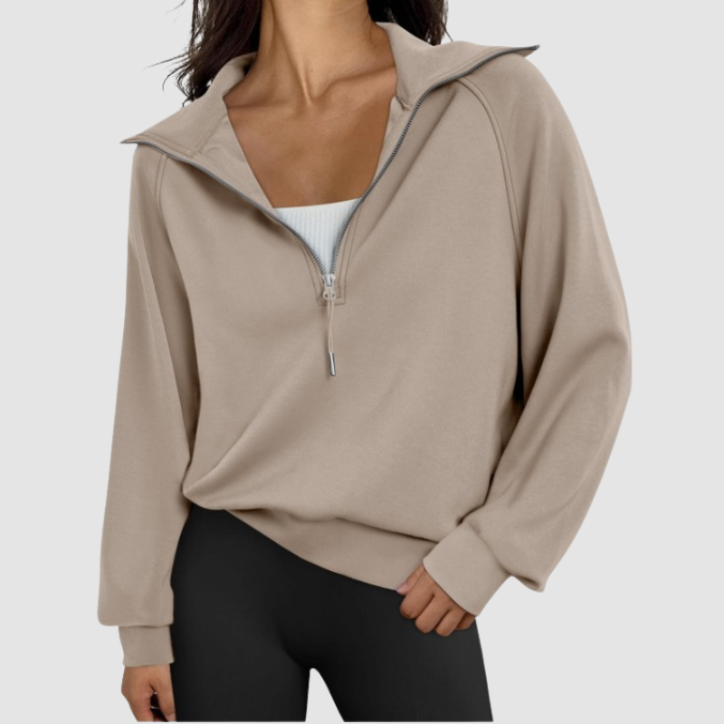 Wholesale Half-Zip Stand Collar Solid Color Sweatshirt