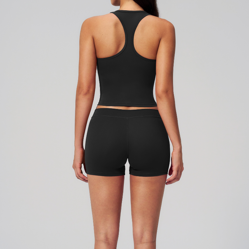 Wholesale Women's I-shape Back Tank Top & Booty-Lift Shorts Set – Seam-Detail Naked-Feel Yoga 2-Piece Set
