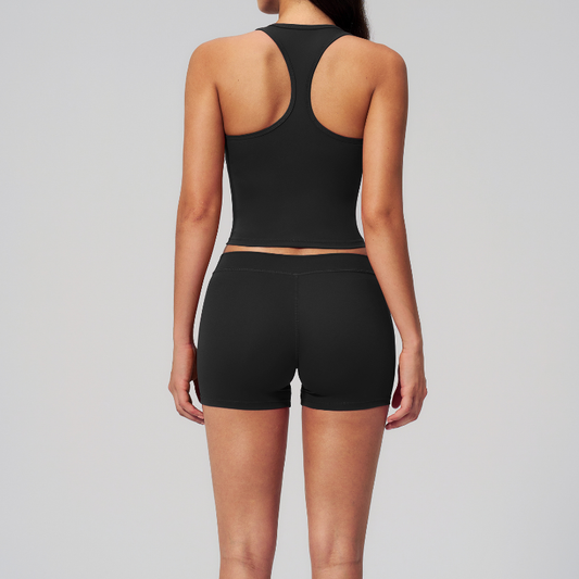 Wholesale Women's I-shape Back Tank Top & Booty-Lift Shorts Set – Seam-Detail Naked-Feel Yoga 2-Piece Set