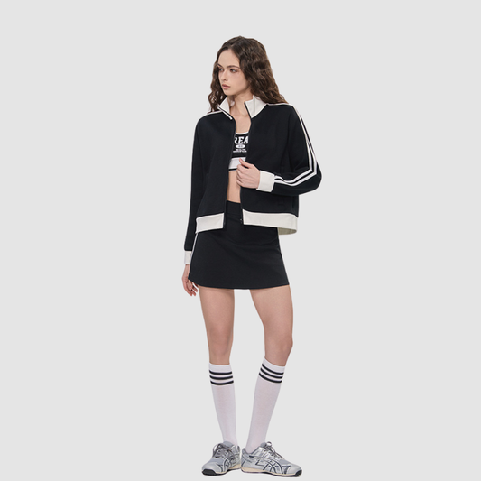 Wholesale Zippered contrasting stand up collar | Wonderxfans bulk activewear
