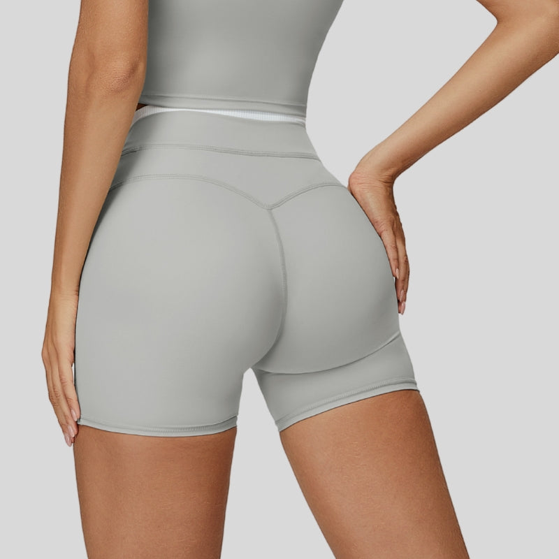 Paneled contrast sports shorts