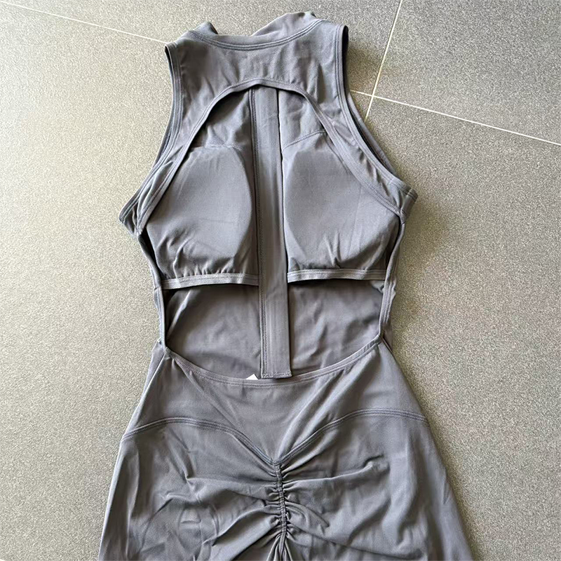Wholesale Half zip Integrated hip lifting jumpsuit