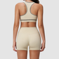 Wholesale Women's Seamless Seam-Detail Sports Bra + High-Waist Shorts Set – Butt-Lifting Yoga Gym Activewear