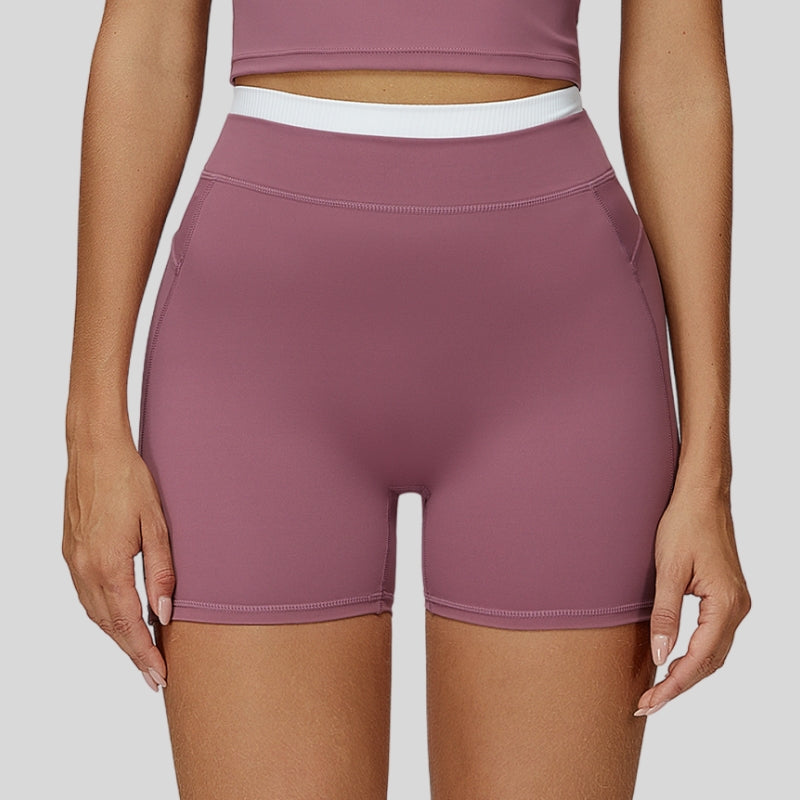 Paneled contrast sports shorts