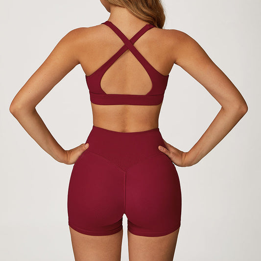 Wholesale SPORTS BRA+High-waist shorts 2-PIECE SET | Wonderxfans bulk activewear