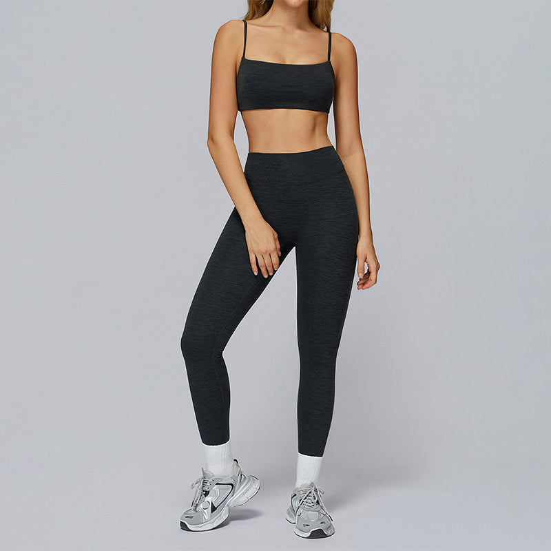 Spaghetti Strap Sports Bra + Sports Pants 2-Piece Set