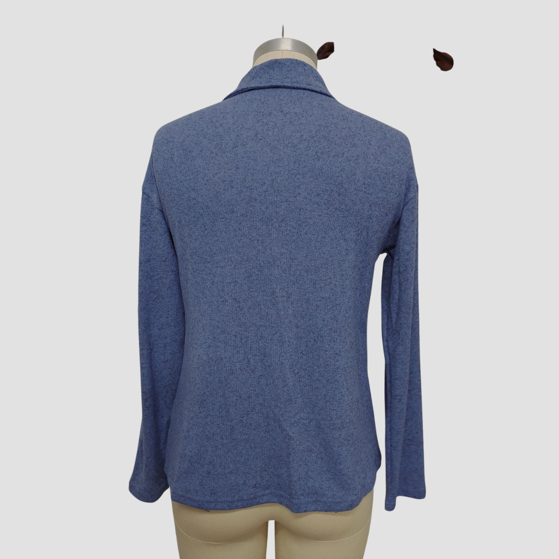 Wholesale Women's Knitted Fabric Lapel Zipper Casual Long Sleeve Top