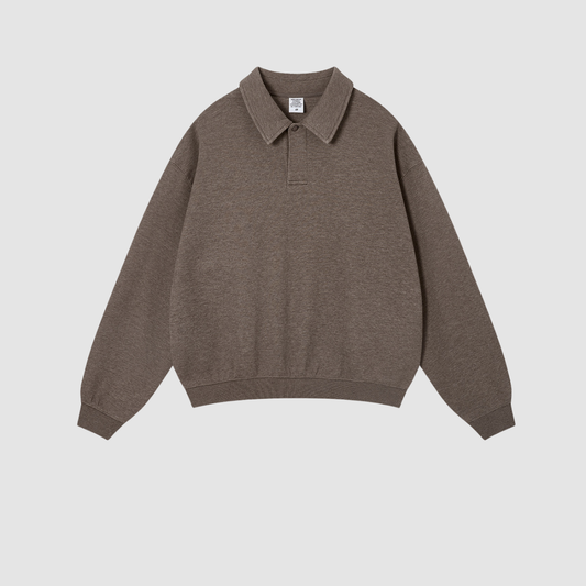 Wholesale Men’s Relaxed Half-Placket Polo Sweatshirt – Cotton Blend
