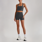 Wholesale Cross-Back Sports Bra & High-Waist Biker Shorts Set – Naked-Feel Quick-Dry Yoga 2-Piece