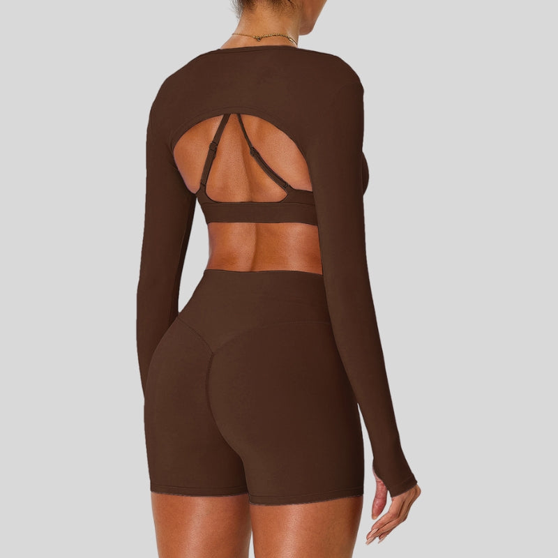 Naked Feel Sport Bra with Cover and Shorts 3-Piece Set