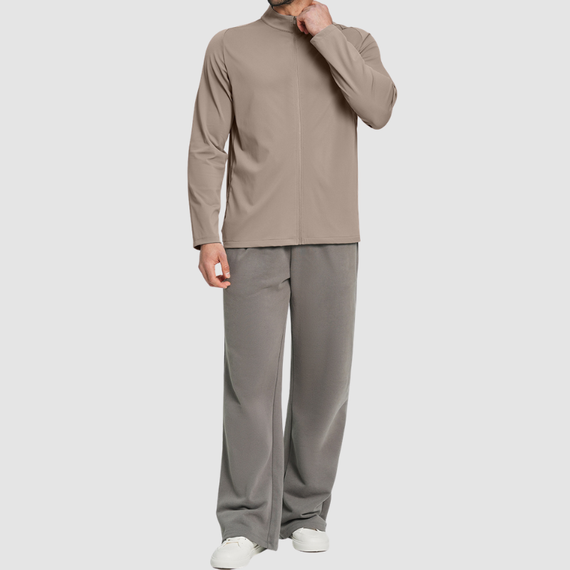 Wholesale Men's Mock Neck Long Sleeve Athletic Jacket – Moisture-Wicking Gym Fitness Training Outerwear