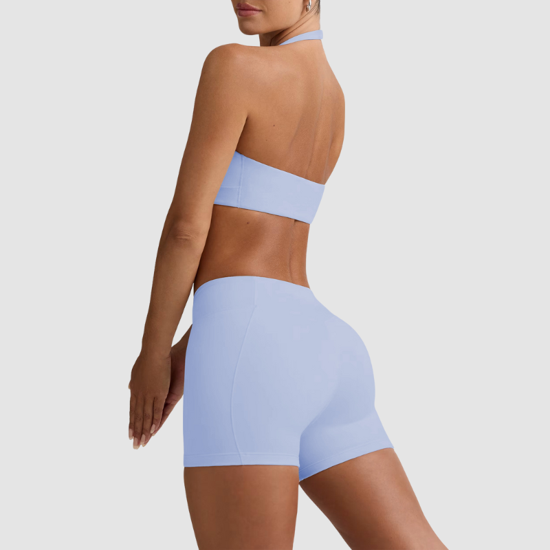 Wholesale backless sports bra + quick drying shorts