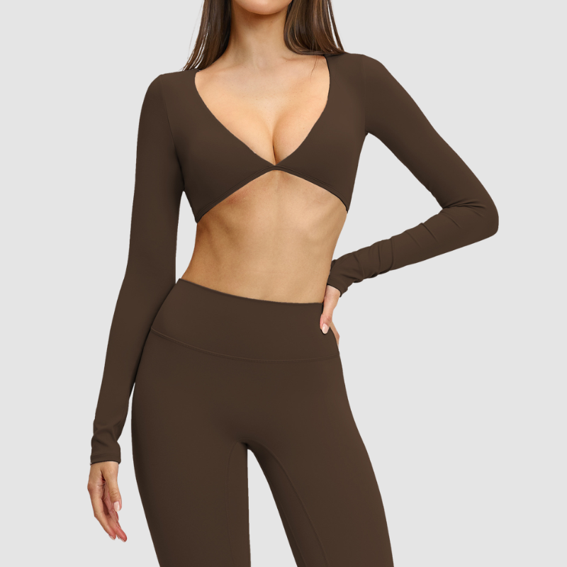 Wholesale Long Sleeve V-Neck Fashion Short | Wonderxfans bulk activewear