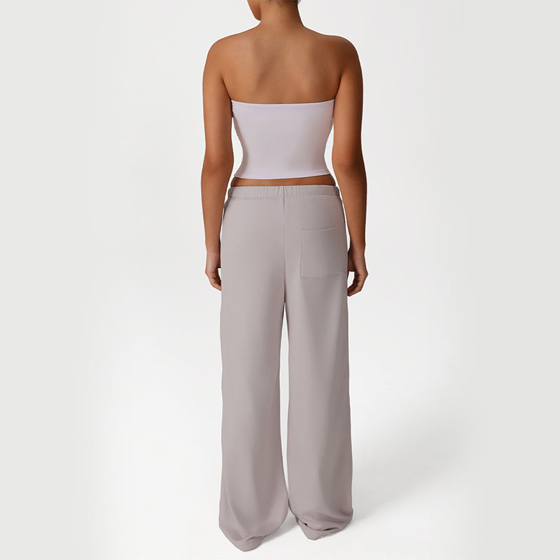 Snug-Fit Bandeau + Loose Sports Pants 2-Piece Set