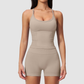Wholesale Women's Seamless Yoga Set – Open-Back Vest and High-Waist Shorts