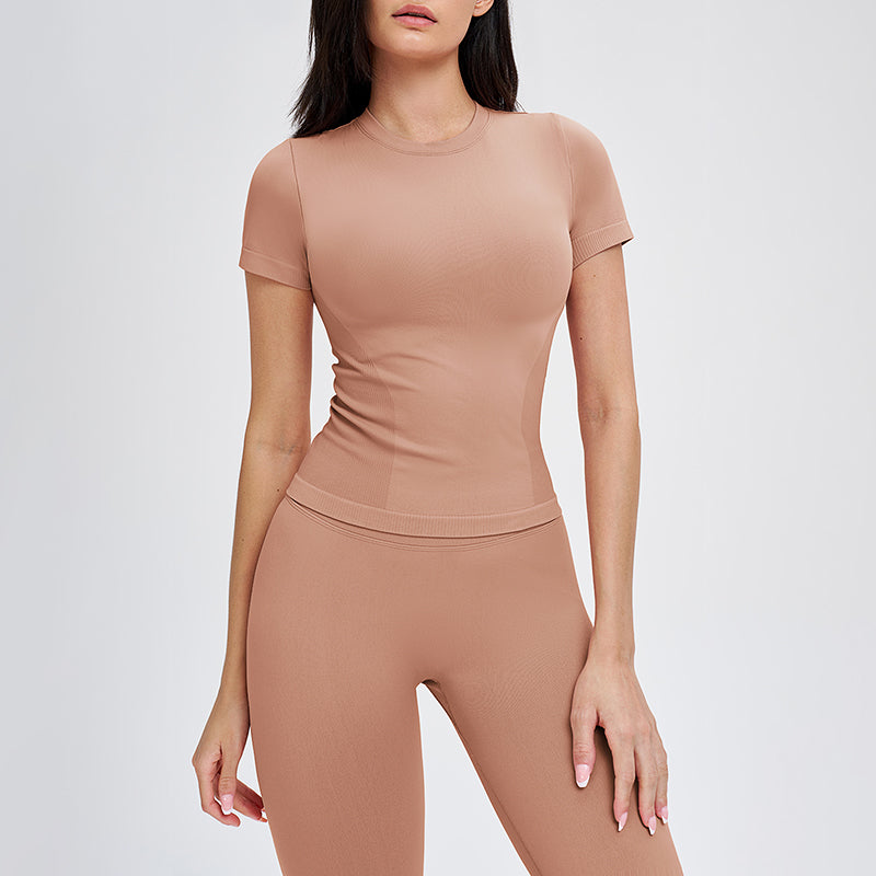 Wholesale solid color round-neck T-shirt + leggings