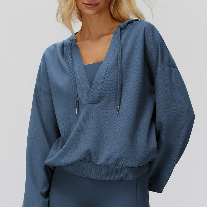 V-neck hooded outdoor sports jacket