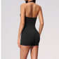 Wholesale Women's Halter-Neck V-Back One-Piece Yoga Bodysuit with Built-in Shorts